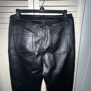 Elegant Black Leather Straight Leg Pants